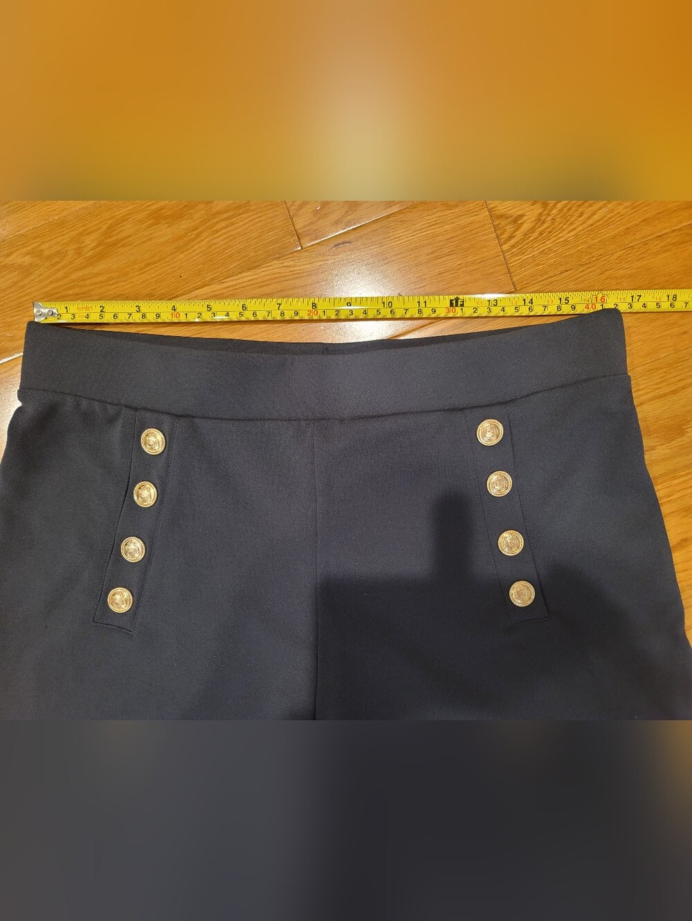 H&M Navy High Waist Shorts with Gold Button Accents - Picture 3 of 11